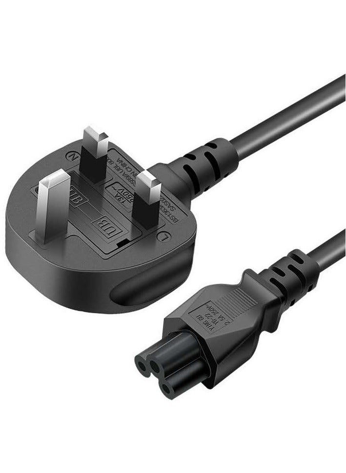 كابل طاقة للكمبيوتر المحمول من قابس ثلاثي الأطراف بريطاني إلى منفذ IEC C5، طوله 1.5 متر، أسود، 10 أمبير 250 فولت - Image 1